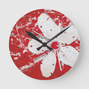 Sakura-Kirschblüten-Blumenprint Runde Wanduhr