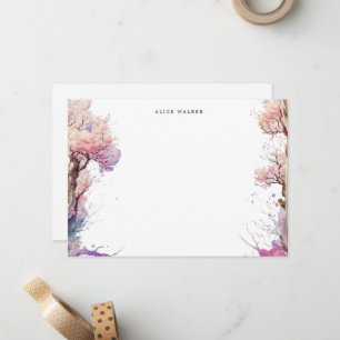 Sakura-Kirschblüten-elegantes-Monogramm-Schreibwar Mitteilungskarte