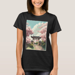Sakura-Kirschblüten-Garten Japanisches Tor Shri T-Shirt