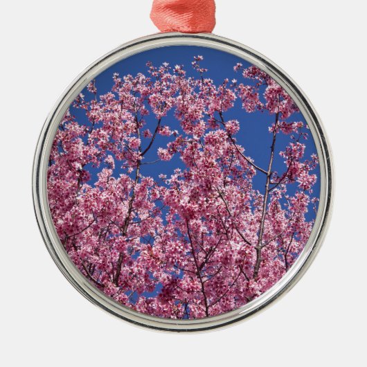 Sakura Kirschblüten im Blauen Ornament Aus Metall (Vorne)