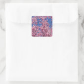 Sakura Kirschblüten im Blauen Quadratischer Aufkleber (Tasche)