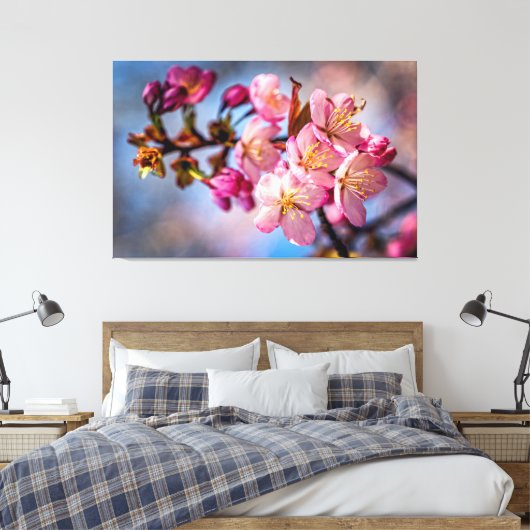 Sakura-Kirschblüten im Wind Leinwanddruck (Insitu (Schlafzimmer))