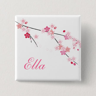 Sakura-Kirschblüten-Knopf mit individuellem Namen Button