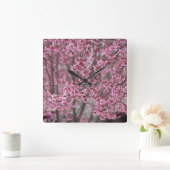 Sakura Kirschblüten pink Quadratische Wanduhr (Zuhause)