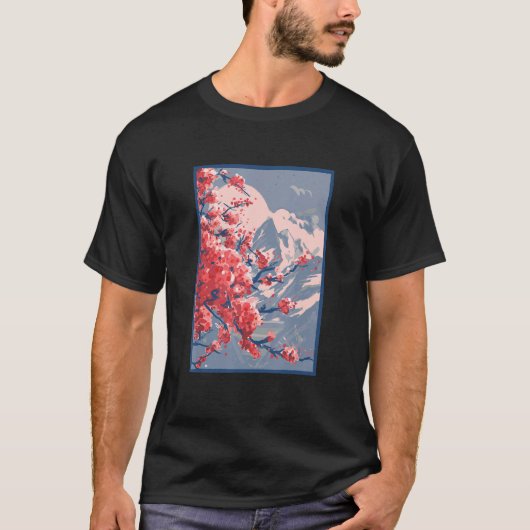 Sakura-Kirschblütenberg T-Shirt (Vorderseite)