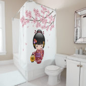 Sakura Kokeshi Doll Geisha Girl Cherry Blossom Duschvorhang (Beispiel)