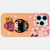 Sakura Kokeshi Doll - Geisha Girl on Peach Case-Mate iPhone Hülle (Rückseite (Horizontal))