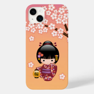 Sakura Kokeshi Doll - Geisha Girl on Peach Case-Mate iPhone 14 Plus Hülle