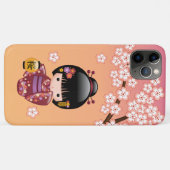 Sakura Kokeshi Doll - Geisha Girl on Peach Case-Mate iPhone Hülle (Rückseite (Horizontal))