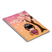 Sakura Kokeshi Doll - Geisha Girl on Peach Notizblock (Rechte Seite)