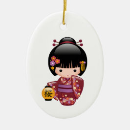Sakura Kokeshi Doll - Niedlich Geisha Girl Keramik Ornament