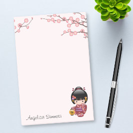 Sakura Kokeshi Doll Niedlich Geisha Girl Pink Post-it Klebezettel