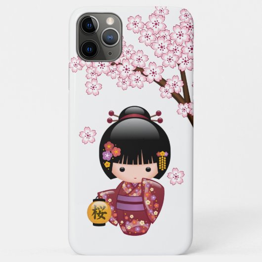 Sakura Kokeshi Doll - Niedliches japanisches Geish Case-Mate iPhone Hülle (Rückseite)