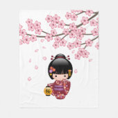 Sakura Kokeshi Doll - Niedliches japanisches Geish Fleecedecke (Vorderseite)