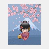 Sakura Kokeshi Doll - Niedliches japanisches Geish Fleecedecke (Vorderseite)
