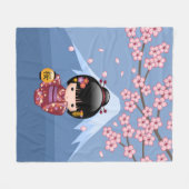 Sakura Kokeshi Doll - Niedliches japanisches Geish Fleecedecke (Vorderseite (Horizontal))