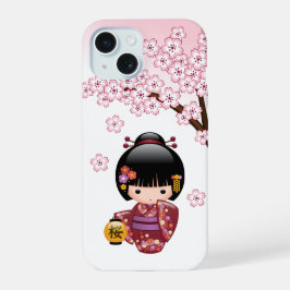 Sakura Kokeshi Doll - Niedliches japanisches Geish iPhone 15 Hülle