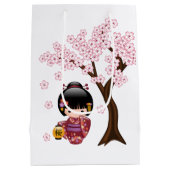 Sakura Kokeshi Doll - Niedliches japanisches Geish Mittlere Geschenktüte (Rückseite)