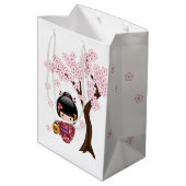 Sakura Kokeshi Doll - Niedliches japanisches Geish Mittlere Geschenktüte (Rückseite Schrägansicht)