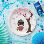 Sakura Kokeshi Doll - Niedliches japanisches Geish Pappteller (Party)