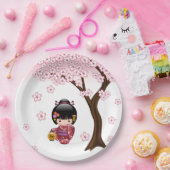 Sakura Kokeshi Doll - Niedliches japanisches Geish Pappteller (Party)