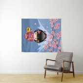 Sakura Kokeshi Doll - Niedliches japanisches Geish Wandteppich (Beispiel (Horizontal))