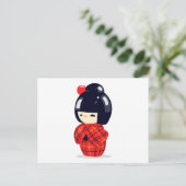 Sakura Kokeshi Doll Postkarte (Stehend Vorderseite)