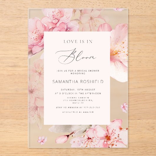 Sakura Liebe ist in Bloom Brautparty Acryleinladungen (Vorderseite)
