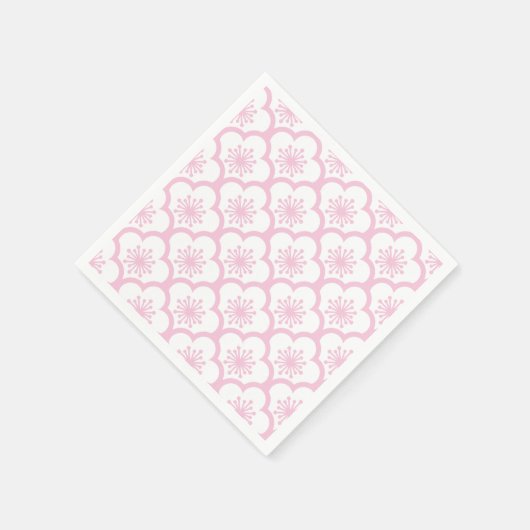 Sakura Light Pink - White Serviette (Ecke)