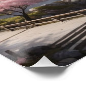 Sakura Malerei mit Pagode und Fluss Poster (Ecke)