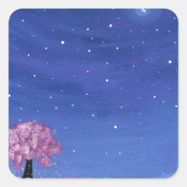 Sakura-Malsticker Quadratischer Aufkleber