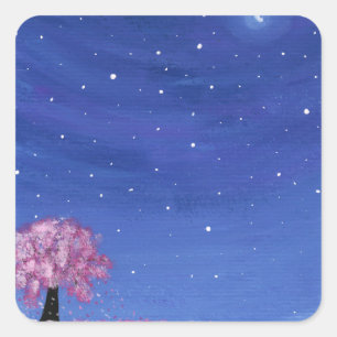 Sakura-Malsticker Quadratischer Aufkleber