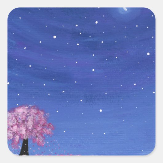 Sakura-Malsticker Quadratischer Aufkleber (Vorderseite)