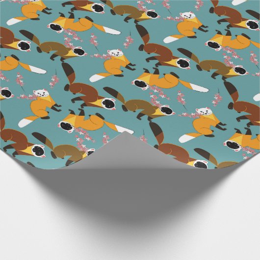 Sakura marten cyan background geschenkpapier (Ecke)