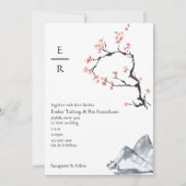 Sakura Mountain | Lässig Monogram Wedding Invitati Einladung (Vorderseite)
