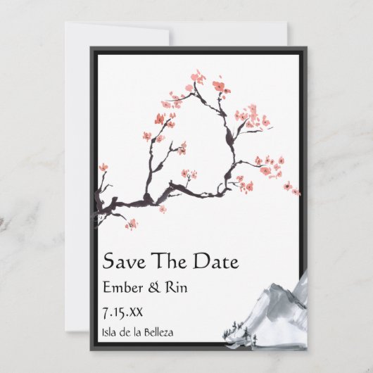 Sakura Mountain | Lässig v3 Grenzen Save the Date (Vorderseite)