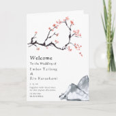 Sakura Mountain | Lässige geklappte Hochzeit Programm (Vorderseite)