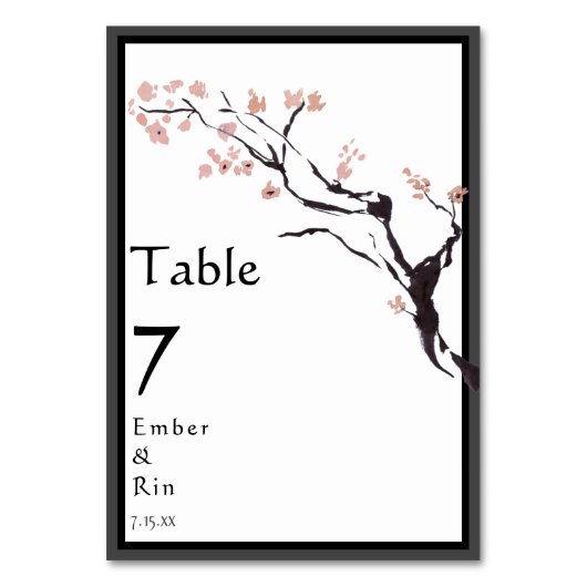 Sakura Mountain | Lässige Grenze v2 Hochzeit Tischnummer (Vorderseite)