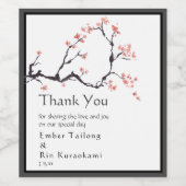 Sakura Mountain | Lässige Grenzhochzeit Danke Weinetikett (Einzelnes Label)