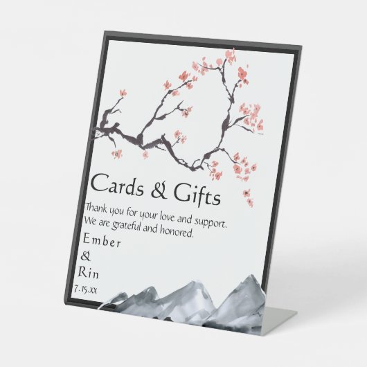 Sakura Mountain | Lässige Grenzkarten und Geschenk Sockelschild (Vorderseite)