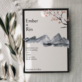 Sakura Mountain | Lässige v2 Grenzhochzeit Einladung