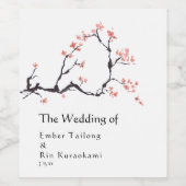 Sakura Mountain | Lässiges Hochzeitsweinetikett Weinetikett (Einzelnes Label)