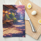 Sakura no Machikado - Cherry Blossom Street Geschirrtuch (Viertel Falte)