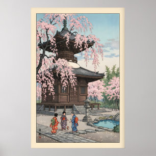 Sakura-Pagode Kunstprint Vintage Japanischer Garte Poster