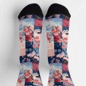 Sakura-Patchwork-Socken mit blauer und rosafarbene Socken (Oben)