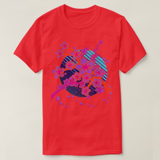 Sakura Pink Blume Japan Vaporwave 90er Art Cherry T-Shirt (Design vorne)