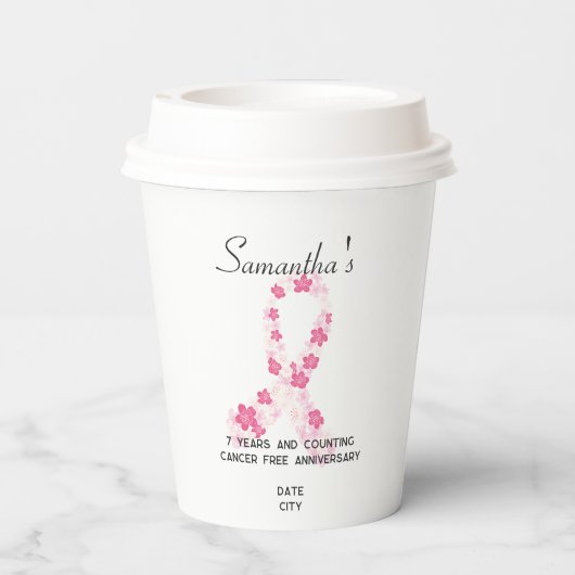 Sakura Pink Brustkrebs Fundraiser QR Code Pappbecher (Rückseite)