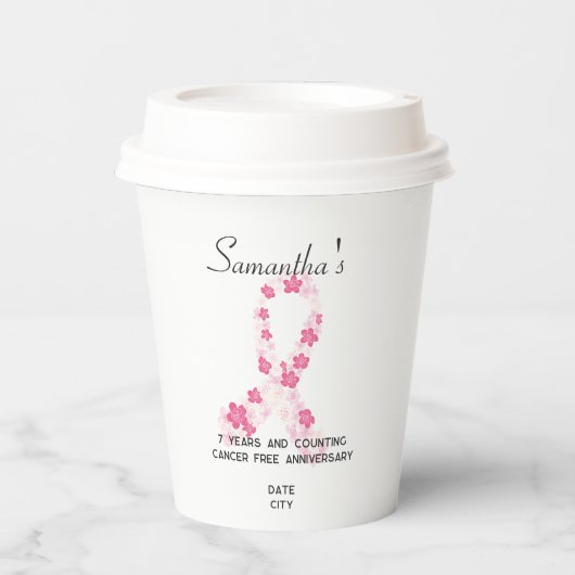 Sakura Pink Brustkrebs Fundraiser QR Code Pappbecher (Vorderseite)