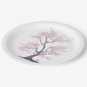 Sakura Pink Cherry Blossom Bäckerei Wasserfarbe Pappteller (Schrägansicht)