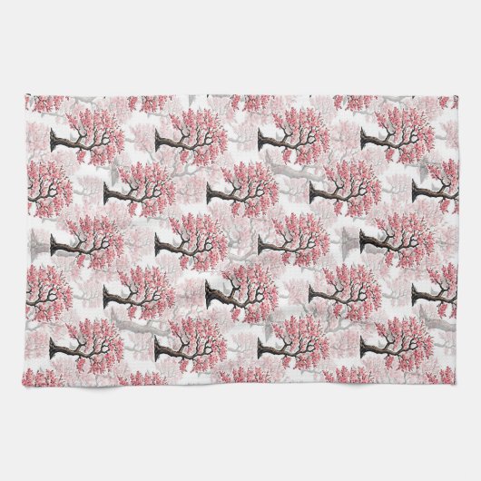 Sakura Pink Cherry Blossom Baumdesign Geschirrtuch (Horizontal)